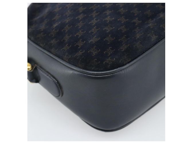 16 Céline Borsa a tracolla CELINE in tela Macadam e pelle scamosciata Navy Gold Auth 187378 D'oro Blu navy - vista 13