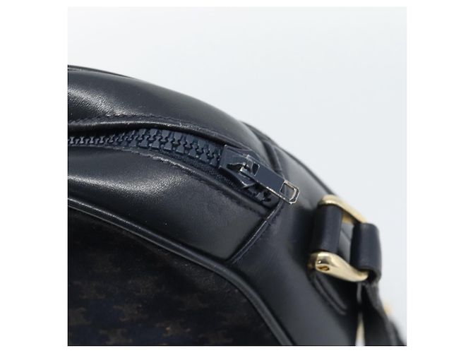 16 Céline Borsa a tracolla CELINE in tela Macadam e pelle scamosciata Navy Gold Auth 187378 D'oro Blu navy - vista 14