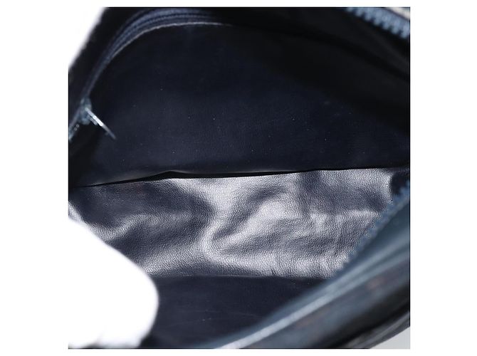 16 Céline Borsa a tracolla CELINE in tela Macadam e pelle scamosciata Navy Gold Auth 187378 D'oro Blu navy - vista 15