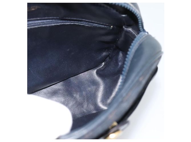 16 Céline Borsa a tracolla CELINE in tela Macadam e pelle scamosciata Navy Gold Auth 187378 D'oro Blu navy - vista 16