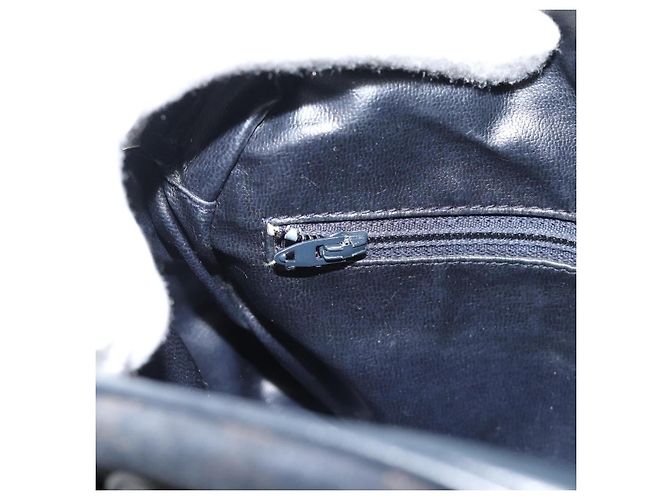 16 Céline Borsa a tracolla CELINE in tela Macadam e pelle scamosciata Navy Gold Auth 187378 D'oro Blu navy - vista 18