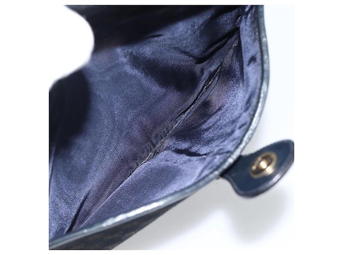 16 Céline Borsa a tracolla CELINE in tela Macadam e pelle scamosciata Navy Gold Auth 187378 D'oro Blu navy - vista 20