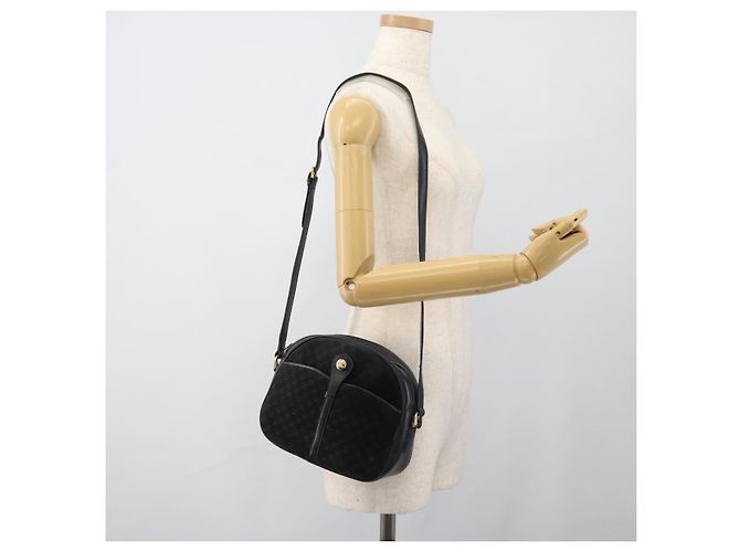 16 Céline Borsa a tracolla CELINE in tela Macadam e pelle scamosciata Navy Gold Auth 187378 D'oro Blu navy - vista 21