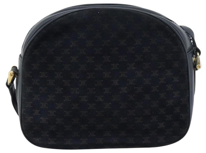 16 Céline Borsa a tracolla CELINE in tela Macadam e pelle scamosciata Navy Gold Auth 187378 D'oro Blu navy - vista 3