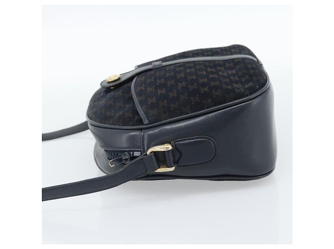 16 Céline Borsa a tracolla CELINE in tela Macadam e pelle scamosciata Navy Gold Auth 187378 D'oro Blu navy - vista 4