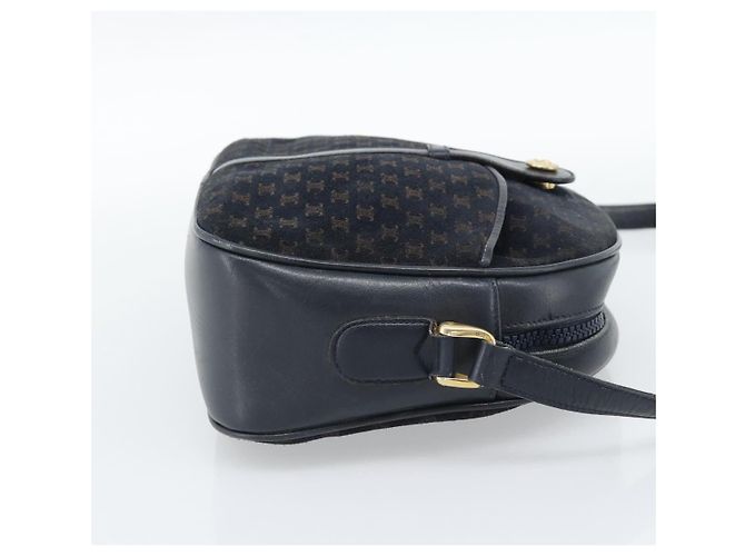 16 Céline Borsa a tracolla CELINE in tela Macadam e pelle scamosciata Navy Gold Auth 187378 D'oro Blu navy - vista 5