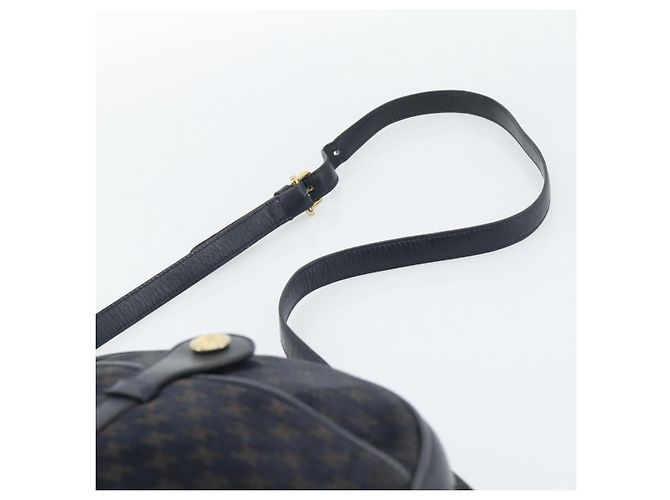 16 Céline Borsa a tracolla CELINE in tela Macadam e pelle scamosciata Navy Gold Auth 187378 D'oro Blu navy - vista 8