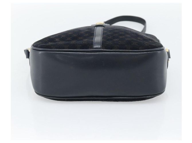16 Céline Borsa a tracolla CELINE in tela Macadam e pelle scamosciata Navy Gold Auth 187378 D'oro Blu navy - vista 9