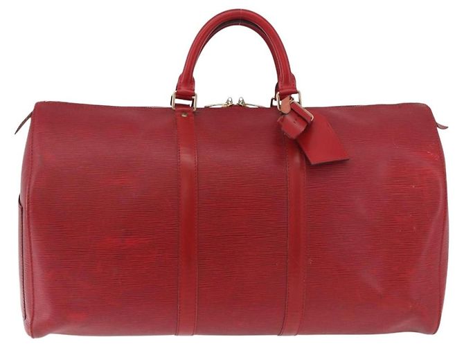LOUIS VUITTON Epi Keepall 50 Boston Bag Red M42967 LV Auth 187026 Rosso - vista 13