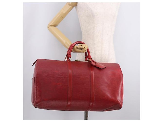 LOUIS VUITTON Epi Keepall 50 Boston Bag Red M42967 LV Auth 187026 Rosso - vista 24