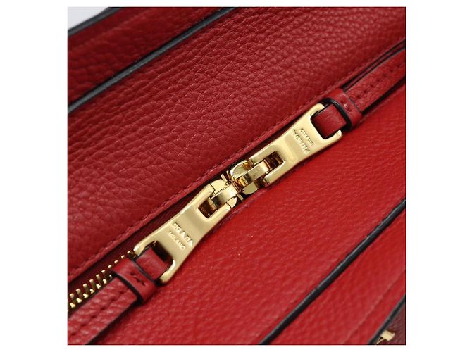 Borsa Tote PRADA in pelle rosso oro Auth 186125A D'oro - vista 10