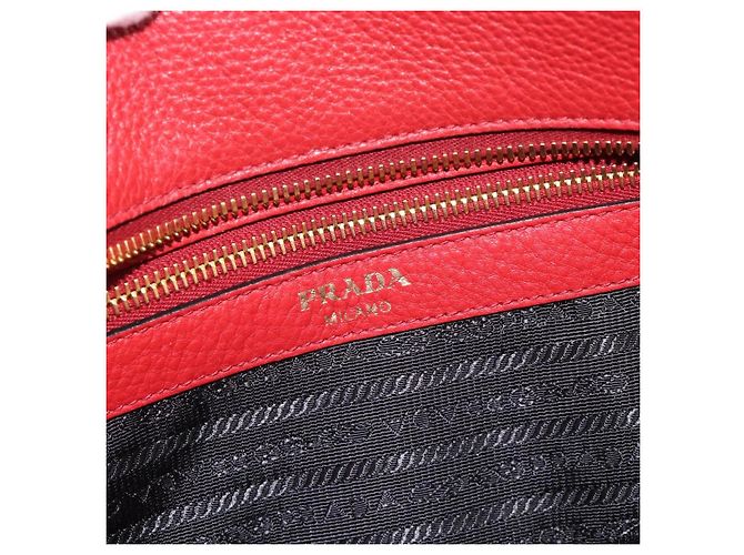 Borsa Tote PRADA in pelle rosso oro Auth 186125A D'oro - vista 18