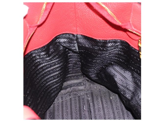 Borsa Tote PRADA in pelle rosso oro Auth 186125A D'oro - vista 20