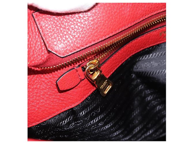 Borsa Tote PRADA in pelle rosso oro Auth 186125A D'oro - vista 21