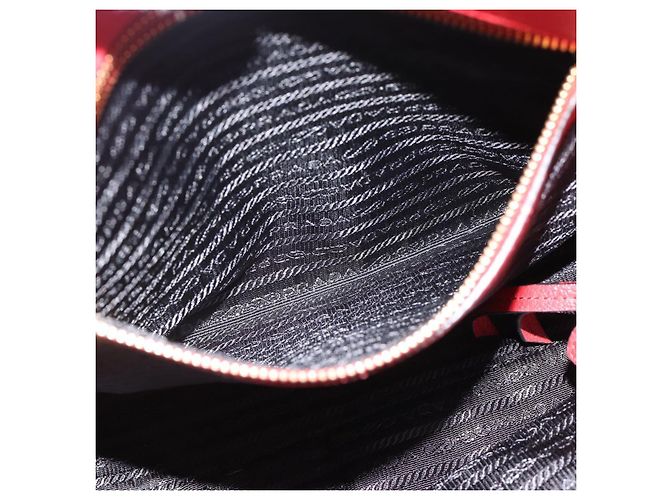 Borsa Tote PRADA in pelle rosso oro Auth 186125A D'oro - vista 22