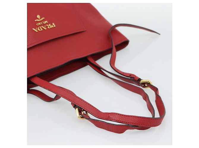 Borsa Tote PRADA in pelle rosso oro Auth 186125A D'oro - vista 7