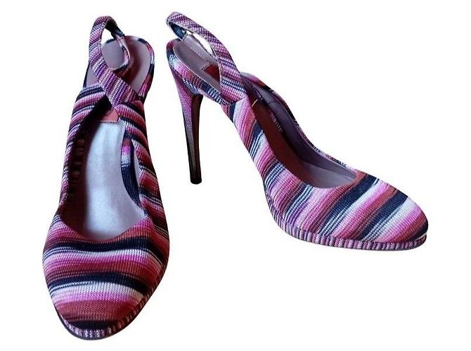 Missoni Décolleté slingback a righe Marrone Nero Rosa Bianco - vista 6