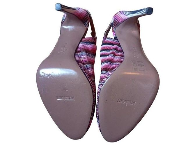 Missoni Décolleté slingback a righe Marrone Nero Rosa Bianco - vista 8