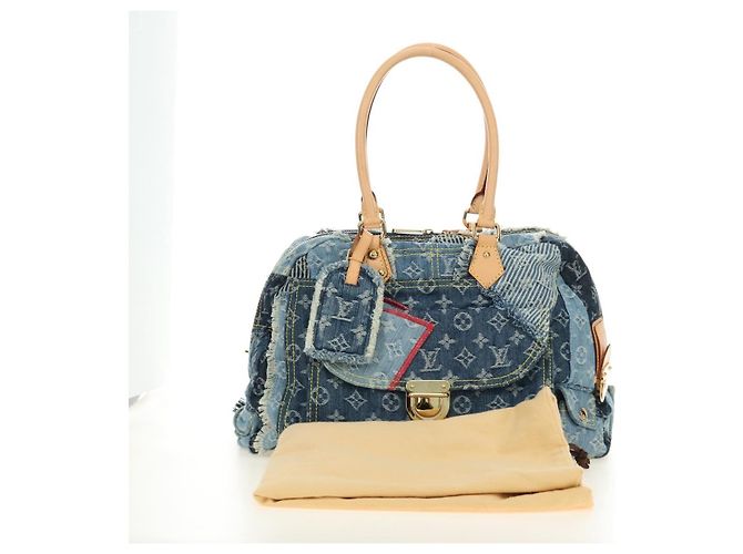LOUIS VUITTON Monogram Patchwork Denim Bowery Bag Blue M95376 LV Auth am11889SM Azul - vista 12