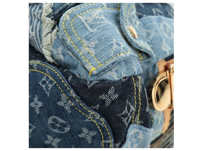 LOUIS VUITTON Monogram Patchwork Denim Bowery Bag Blue M95376 LV Auth am11889SM Azul - vista 14