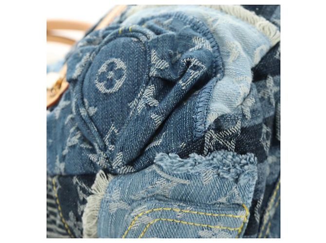 LOUIS VUITTON Monogram Patchwork Denim Bowery Bag Blue M95376 LV Auth am11889SM Azul - vista 15