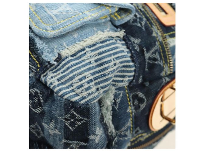 LOUIS VUITTON Monogram Patchwork Denim Bowery Bag Blue M95376 LV Auth am11889SM Azul - vista 16