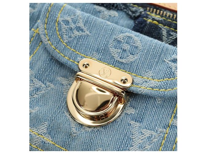 LOUIS VUITTON Monogram Patchwork Denim Bowery Bag Blue M95376 LV Auth am11889SM Azul - vista 17