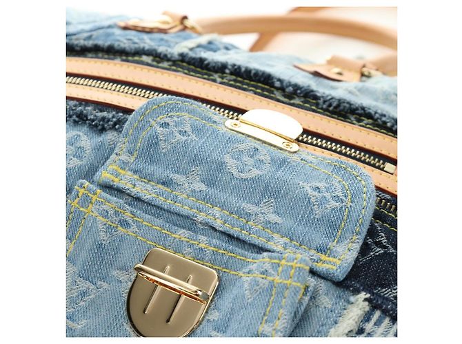 LOUIS VUITTON Monogram Patchwork Denim Bowery Bag Blue M95376 LV Auth am11889SM Azul - vista 18