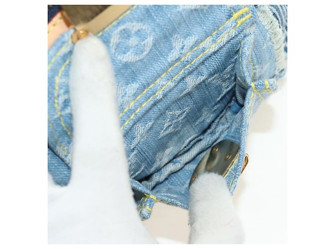 LOUIS VUITTON Monogram Patchwork Denim Bowery Bag Blue M95376 LV Auth am11889SM Azul - vista 19