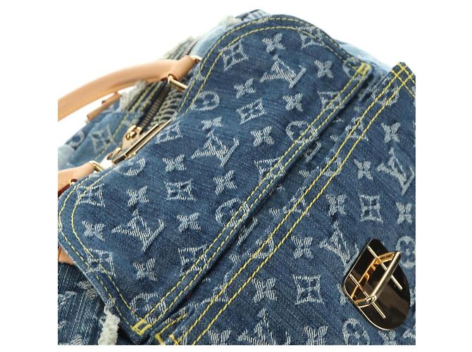 LOUIS VUITTON Monogram Patchwork Denim Bowery Bag Blue M95376 LV Auth am11889SM Azul - vista 23