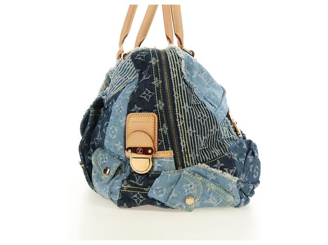 LOUIS VUITTON Monogram Patchwork Denim Bowery Bag Blue M95376 LV Auth am11889SM Azul - vista 3