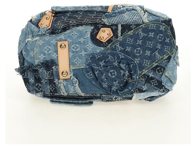 LOUIS VUITTON Monogram Patchwork Denim Bowery Bag Blue M95376 LV Auth am11889SM Azul - vista 5