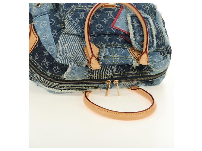 LOUIS VUITTON Monogram Patchwork Denim Bowery Bag Blue M95376 LV Auth am11889SM Azul - vista 6