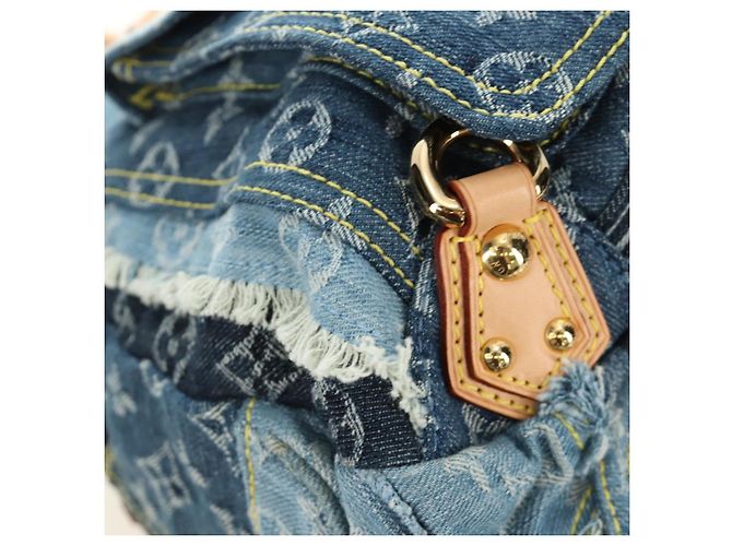 LOUIS VUITTON Monogram Patchwork Denim Bowery Bag Blue M95376 LV Auth am11889SM Azul - vista 9