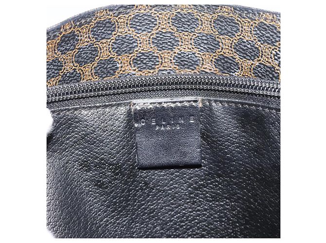 Céline Borsa Tote CELINE Macadam in tela PVC e pelle nera e oro Auth 185998 Nero D'oro - vista 14
