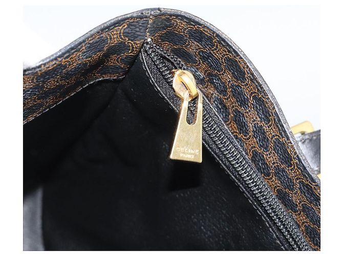 Céline Borsa Tote CELINE Macadam in tela PVC e pelle nera e oro Auth 185998 Nero D'oro - vista 18