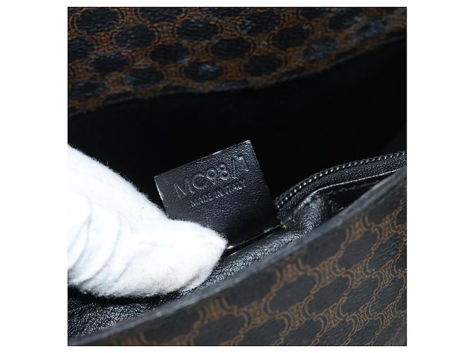 Céline Borsa Tote CELINE Macadam in tela PVC e pelle nera e oro Auth 185998 Nero D'oro - vista 21