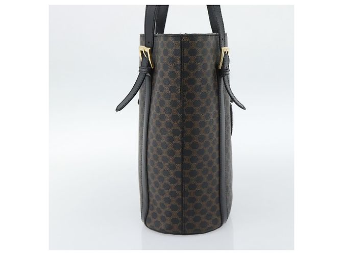 Céline Borsa Tote CELINE Macadam in tela PVC e pelle nera e oro Auth 185998 Nero D'oro - vista 4