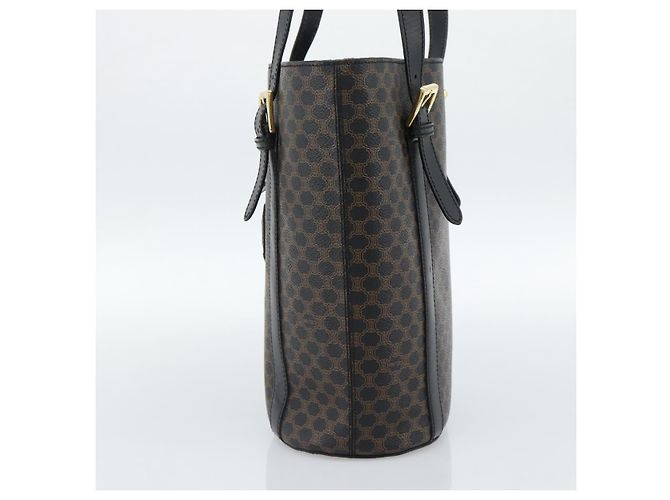 Céline Borsa Tote CELINE Macadam in tela PVC e pelle nera e oro Auth 185998 Nero D'oro - vista 5