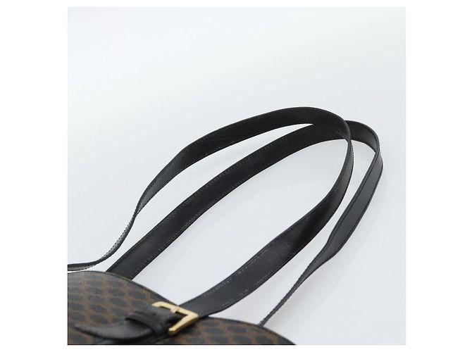 Céline Borsa Tote CELINE Macadam in tela PVC e pelle nera e oro Auth 185998 Nero D'oro - vista 8