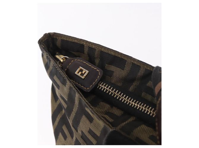 Borsa a Mano FENDI Zucca Canvas Nero Marrone Auth 186292A - vista 10