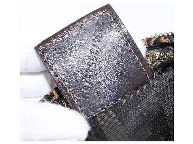 Borsa a Mano FENDI Zucca Canvas Nero Marrone Auth 186292A - vista 12