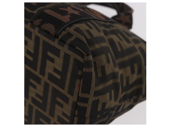 Borsa a Mano FENDI Zucca Canvas Nero Marrone Auth 186292A - vista 14