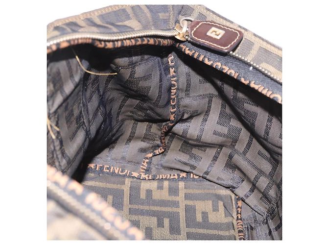 Borsa a Mano FENDI Zucca Canvas Nero Marrone Auth 186292A - vista 18