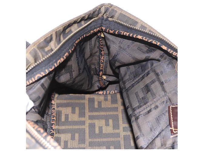 Borsa a Mano FENDI Zucca Canvas Nero Marrone Auth 186292A - vista 19