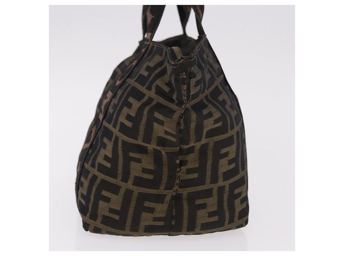 Borsa a Mano FENDI Zucca Canvas Nero Marrone Auth 186292A - vista 4