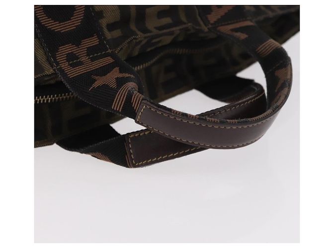 Borsa a Mano FENDI Zucca Canvas Nero Marrone Auth 186292A - vista 7