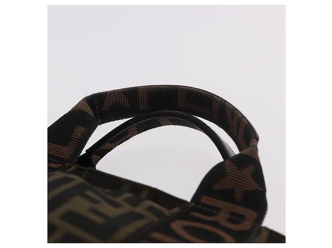 Borsa a Mano FENDI Zucca Canvas Nero Marrone Auth 186292A - vista 8