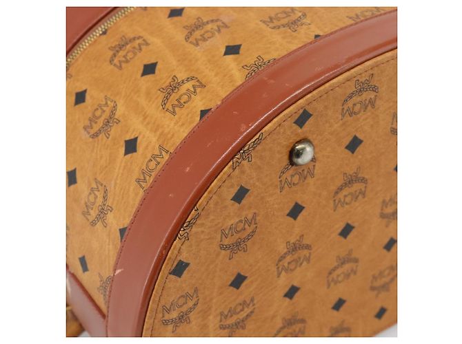 MCM Vicetos Logogram Vanity Hand Bag PVC Leather 2way Brown Gold Auth SW2380A Golden - view 13