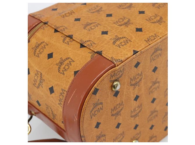 MCM Vicetos Logogram Vanity Hand Bag PVC Leather 2way Brown Gold Auth SW2380A Golden - view 15